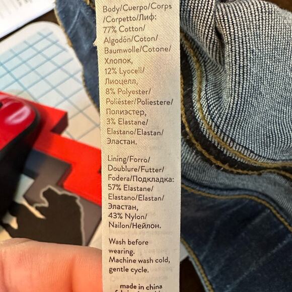 Spanx Distressed Ankle Skinny Jeans Blue Pull-On Stretch Size Large - Picture 9 of 10